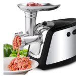 MeyKey Electric Meat Grinder, Meat Mincer with 3 Grinding Plates and Sausage Stuffing Tubes for Home Use &Commercial, Stainless Steel/Silver/1000W